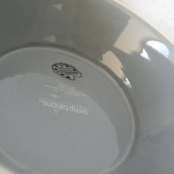 NEW TEMP-TATIONS WOODLAND 2QT PED GREY GRAY PEDESTAL SERVING BOWL - Picture 3 of 3